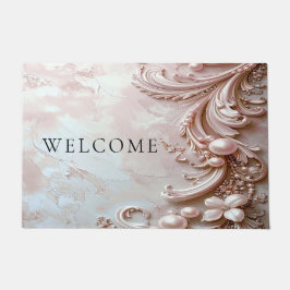 Pink Ornate Pearl and Floral Doormat Fußmatte