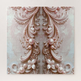 Pink Ornate Pearl and Floral Jigsaw Puzzle