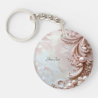 Pink Ornate Pearl and Floral Keychain Schlüsselanhänger