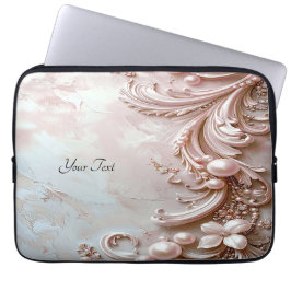 Pink Ornate Pearl and Floral Laptop Sleeve