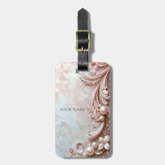 Pink Ornate Pearl and Floral Luggage Tag Gepäckanhänger
