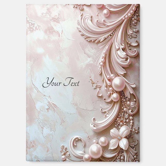 Pink Ornate Pearl and Floral Magnet (Vorderseite)