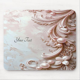 Pink Ornate Pearl and Floral Mousepad
