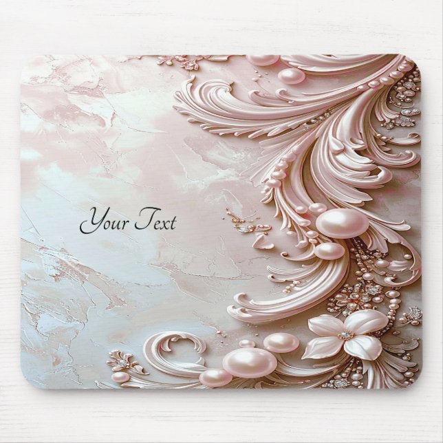 Pink Ornate Pearl and Floral Mousepad (Vorne)
