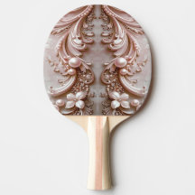 Pink Ornate Pearl and Floral Ping Pong Paddle