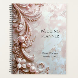 Pink Ornate Pearl and Floral Planner Planer