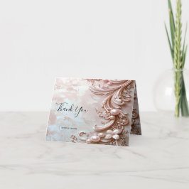 Pink Ornate Pearl and Floral Thank You Card Dankeskarte