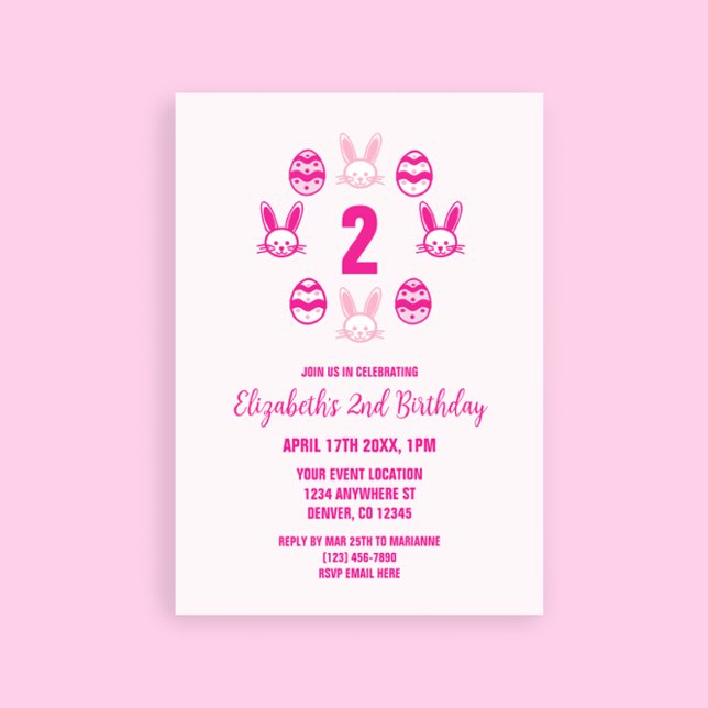 Pink Oster 2. Geburtstag Einladung (Von Creator hochgeladen)