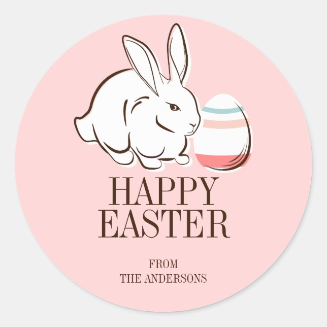 Pink Ostergeblasen und Ei Happy Oaster Sticker (Vorderseite)