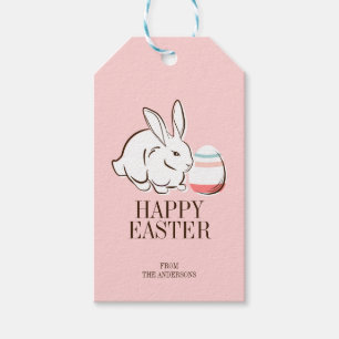 Pink Ostersonne und Ei Happy Ostergeschenk Tag Geschenkanhänger