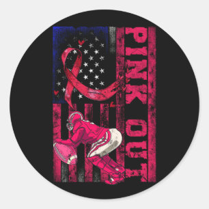 Pink Out Breast Cancer Awareness Football Breast C Runder Aufkleber