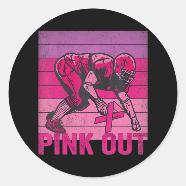 Pink Out Brustkrebs Bewusstsein Fußball Brust Runder Aufkleber (Vorderseite)