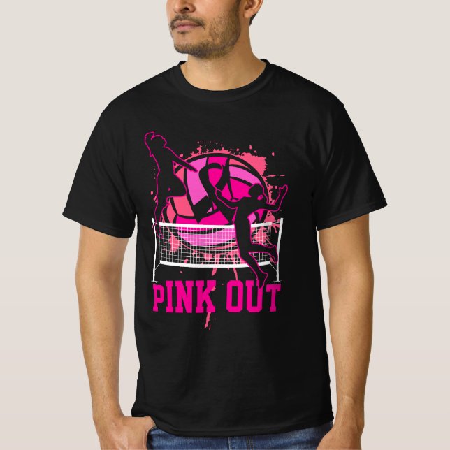 Pink Out Bump Set Spike Volleyball Breast Cancer A T-Shirt (Vorderseite)