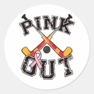 Pink Out Feldhockey-Team Brustkrebsbewusstsein Runder Aufkleber