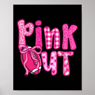 Pink-Out Footll Bow Preppy Breast Cancer Awareness Poster