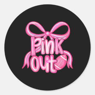 Pink-Out Footll Bow Preppy Breast Cancer Awareness Runder Aufkleber