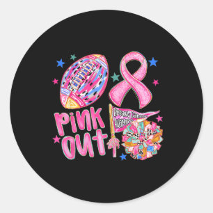 Pink Out Footll Rosa Ribbon Brustkrebs-Auswarzen Runder Aufkleber
