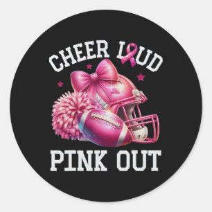 Pink Out Footll rosa Ribbon Cheer Brustkrebs Aw Runder Aufkleber