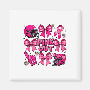 Pink Out Funny Footbyll Brustkrebs Bewusstsein Ga Magnet