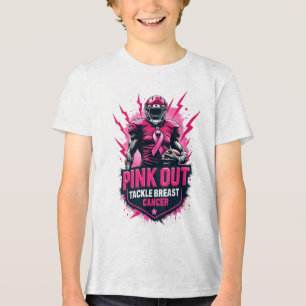 Pink-out-Kampf Brustkrebs-Bewusstseinsfußball Tri-Blend Shirt