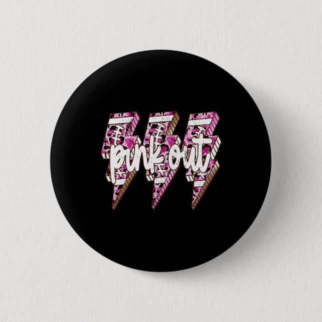Pink Out Leopard Blitzschlag Brustkrebs im Krieg Button (Vorderseite)
