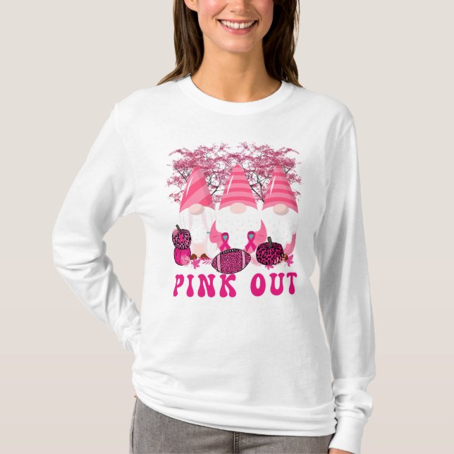 Pink Out Niedliche Gnome, Fußball und Pumpkins T-Shirt (Vorderseite)