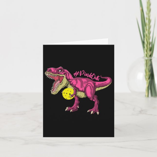 Pink out T Rex and Picklebyll Byll Brustkrebs A Karte (Vorderseite)