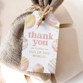 Pink Outer Space Girl Geburtstags Gefallen Tag Geschenkanhänger