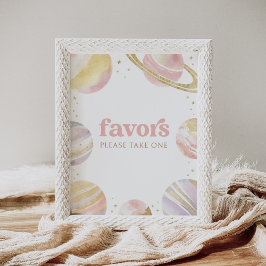 Pink Outer Space Girl Geburtstagsfavoriten Zeichen Poster