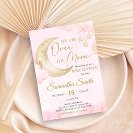 Pink Over the Moon Baby Shower Einladung