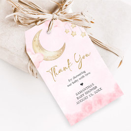Pink Over the Moon Baby Shower Favor Tags Geschenkanhänger