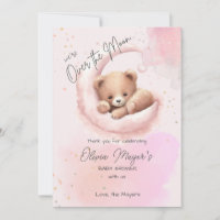 Pink Over the Moon Bear Baby Dusche Danke Karte