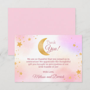 Pink Over the Moon Girl Babydusche Danke Karte