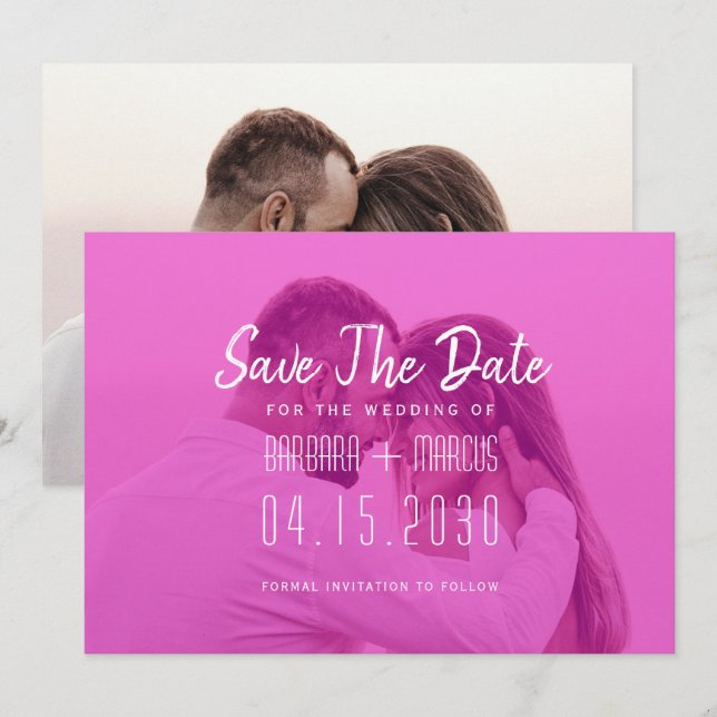 Pink Overlay Photo  Save The Date (Vorne/Hinten)