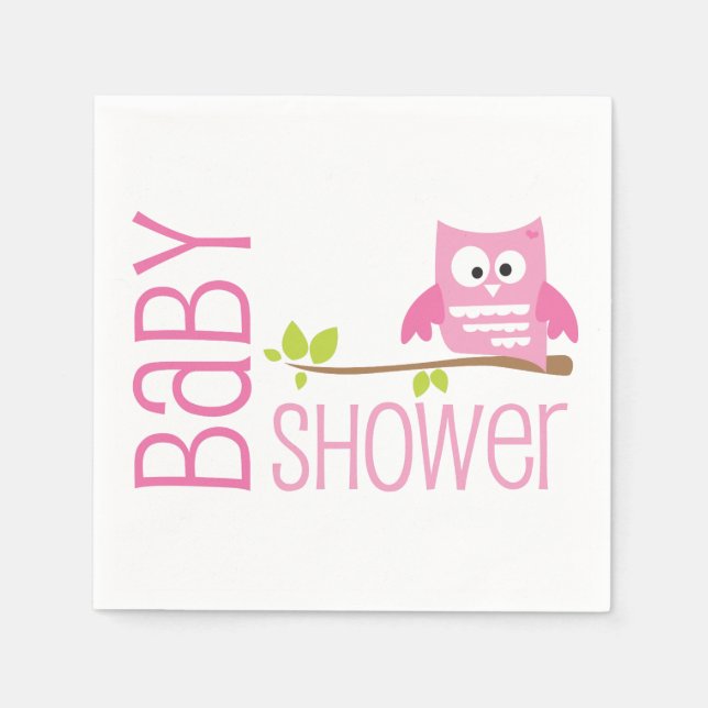 Pink Owl Babydusche Napkin Serviette (Vorderseite)