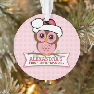 Pink Owl Baby's 1. Weihnachten Ornament