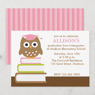 Pink Owl Girls Abschluss Einladung