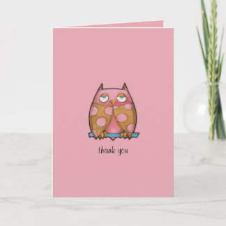 Pink Owl Pink Danke Karte
