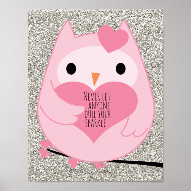 Pink Owl Sparkquote Poster (Vorne)
