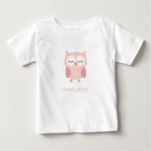 'Pink Owl', süße benutzerdefinierte Pyjamajacke Baby T-shirt