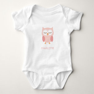 'Pink Owl', süßes, maßgeschneidertes Erinnerungsst Baby Strampler