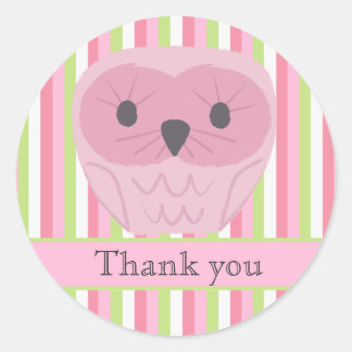 Pink Owl Vielen Dank Label Aufkleber