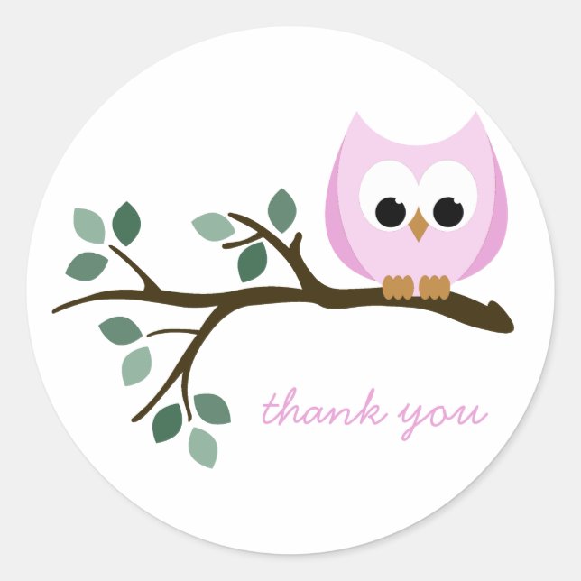 Pink Owl Vielen Dank Stickers (Vorderseite)