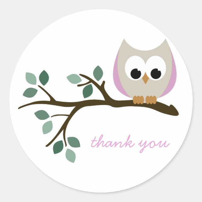 Pink Owl Vielen Dank Stickers (Vorderseite)