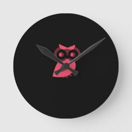 Pink Owl Wallclock Runde Wanduhr