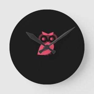 Pink Owl Wallclock Runde Wanduhr