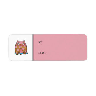 Pink Owl White Pink kleines Geschenk Etikett