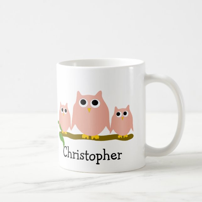 Pink Owls Design Personalised Kaffeetasse (Rechts)