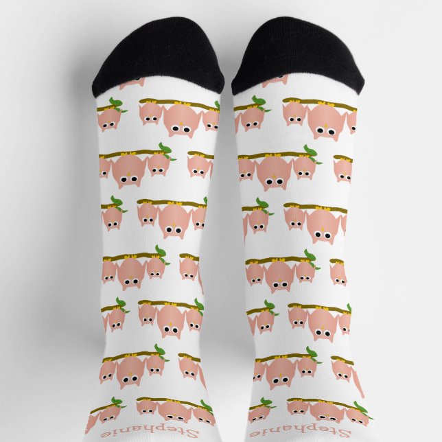Pink Owls Design Personalisiert Socken (Oben)