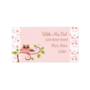 Pink Owls Mama und Baby Adressaufkleber